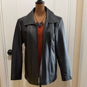 Sleek Black Leather Jacket for Women